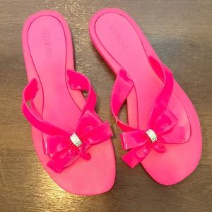 Guess Hot Pink Fancy Flip Flops